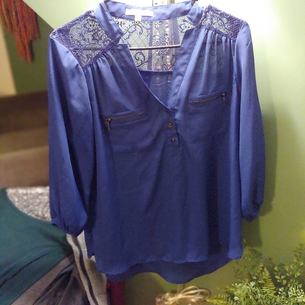 Large Sheer Lacy-Back Shirt